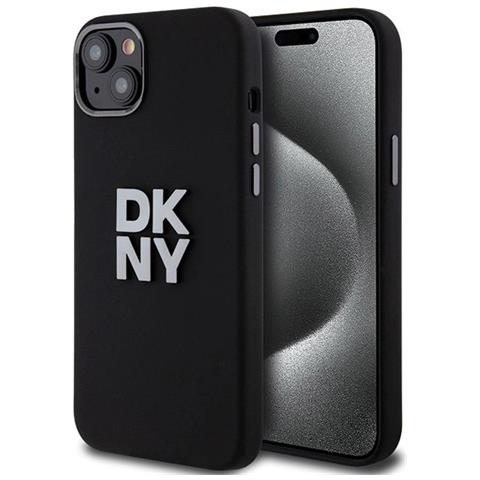 Custodia Dkny Per Iphone 15 Plus / 14 Plus In Silicone Liquido Con Logo Metallico - Nera - Foto 1