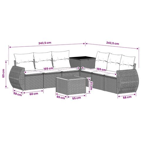 Set di divani 8 pz Beige e Grigio Chiaro - Foto 10