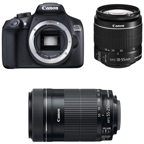 EOS 1300D Kit EF-S 18-55mm f / 3-5-5.6 IS II + EF-S 55-250mm Sensore CMOS 18 Mpx Display 3" Filmati Full HD Wi-Fi NFC  - Foto 2