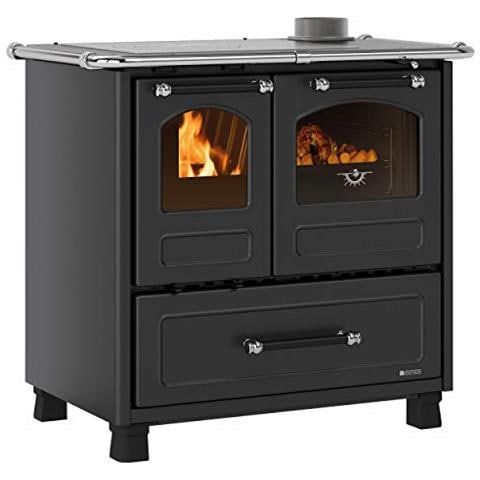 Cucina a Legna Family 4,5 Dx Acciaio Porcellanato Potenza Termica Nominale 9 kW 258 m3 Riscaldabili Colore Nero Antracite - Foto 3