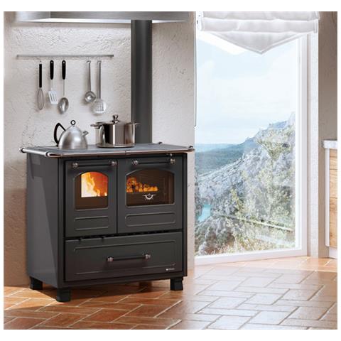 Cucina a Legna Family 4,5 Dx Acciaio Porcellanato Potenza Termica Nominale 9 kW 258 m3 Riscaldabili Colore Nero Antracite - Foto 2