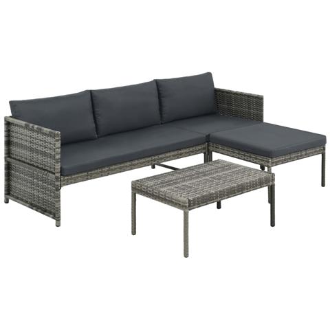 Set Divani Da Giardino 9 Pz In Polyrattan Grigio - Foto 1
