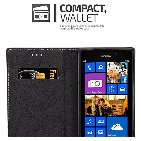 Custodia Compatibile Con Nokia Lumia 925 In Oro Rosato Nero - Coperchio Protettiva Con Chiusura Magnetica, Funzione Stand E Tasca Per Le Carte - Foto 2