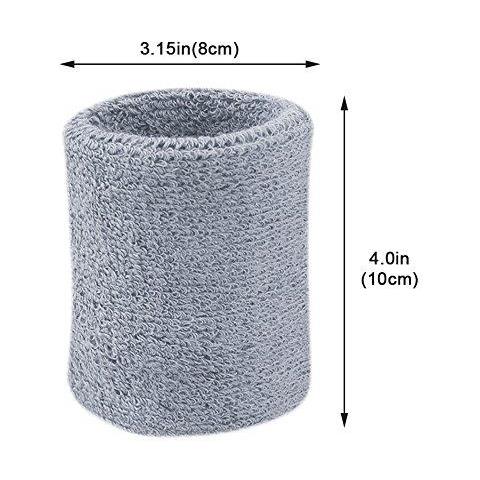 Sweatband Polso Sweatband 2 Pack 4 Pollici Sport Parasudore Wristband Morbido Cotone Addensare Per Tennis Ginnastica Calcio Basket Correre Sport Atletici (grigio) - Foto 2