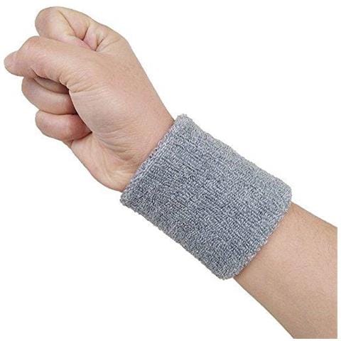 Sweatband Polso Sweatband 2 Pack 4 Pollici Sport Parasudore Wristband Morbido Cotone Addensare Per Tennis Ginnastica Calcio Basket Correre Sport Atletici (grigio) - Foto 3