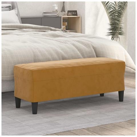 Panca Marrone 100x35x41 Cm In Velluto - Foto 2