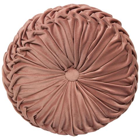 Cuscino Arredo Imbottito In Velluto Rotondo A Pieghe Plissettato Colore Rosa Antico Atelier In Tinta Unita Pieghettato - Foto 1