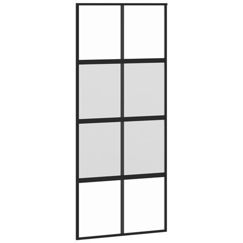 Porta Scorrevole Nera 90x205 Cm In Vetro Temperato E Alluminio - Foto 1