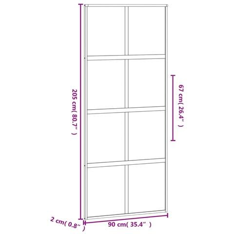 Porta Scorrevole Nera 90x205 Cm In Vetro Temperato E Alluminio - Foto 2