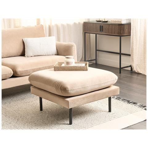 Pouf Velluto Beige 70 X 70 Cm Vinterbro - Foto 1