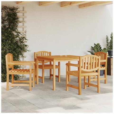 Set Da Pranzo Per Giardino 5 Pz In Legno Massello Di Teak - Foto 8