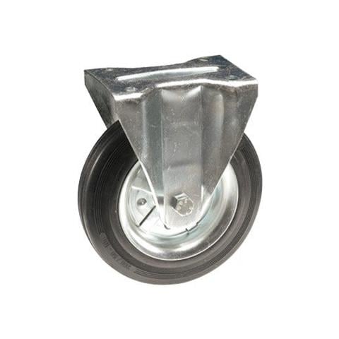 Ruota A Forcella Con Piastra Fissa In Acciaio Zincato E Anello In Gomma - Ø125 Mm. - Foto 1