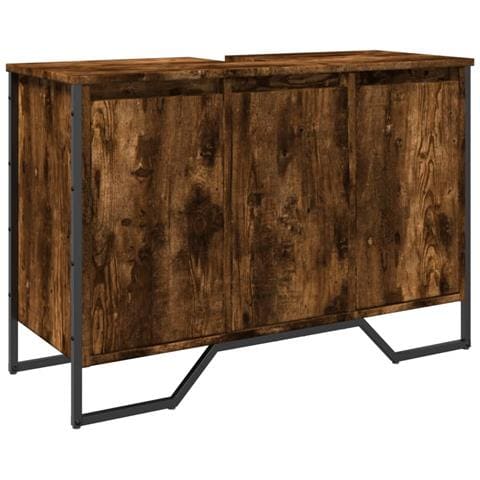 Mobile Lavabo Bagno Rovere Fumo 91x35x60 Cm In Truciolato - Foto 2