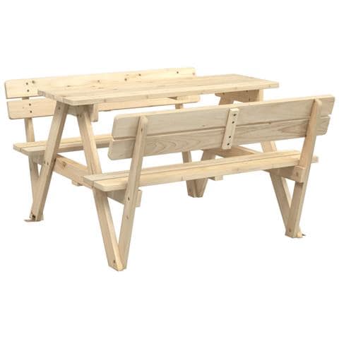 Tavolo Da Picnic Per 4 Bambini Con Foro Ombrellone Legno Abete - Foto 2
