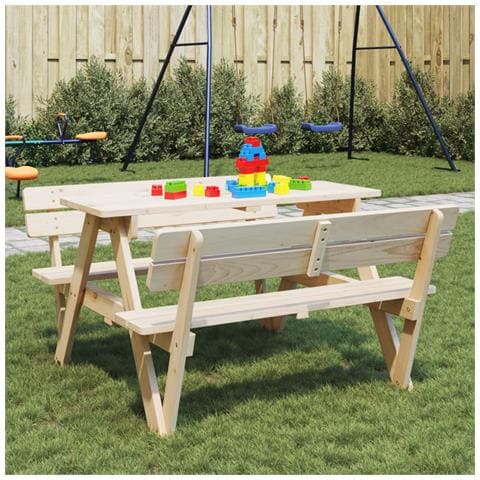 Tavolo Da Picnic Per 4 Bambini Con Foro Ombrellone Legno Abete - Foto 1