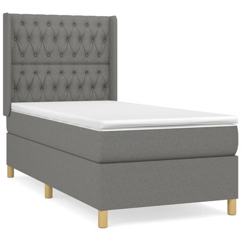 Giroletto A Molle Con Materasso Grigio Scuro 90x190 Cm Tessuto - Foto 1