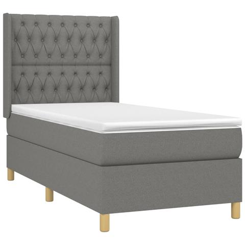 Giroletto A Molle Con Materasso Grigio Scuro 90x190 Cm Tessuto - Foto 2