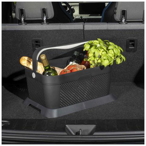 Basket - Grigio, Cestino Per Auto Con Adattatore Di Fissaggio Al Bagagliaio, Antiscivolo E Stabile Durante La Guida I 94% Di Materiale Riciclato - Foto 2