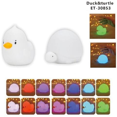 Lumino Lampada Notte Led Silicone Tavolo Comodino Bambini Rgb Anatra Tartaruga - Foto 1