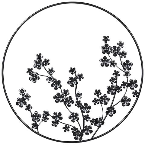 Decorazione Da Parete Strontium Rotonda Ferro Floreale Nero - Foto 2