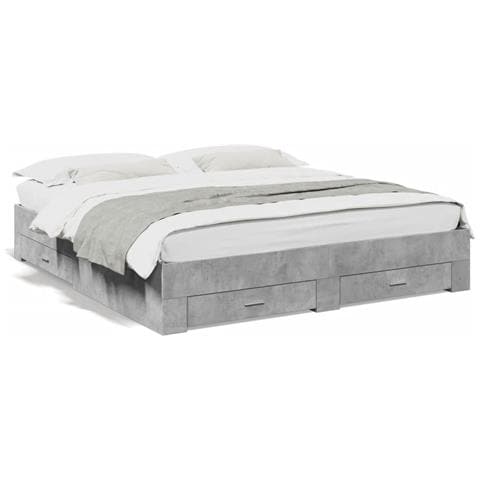 Giroletto Cassetti Grigio Cemento 180x200 Cm Legno Multistrato - Foto 2