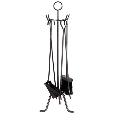 Set Camino 4 Utensili Nero Primo Con Trespolo In Ferro Battuto - Foto 1