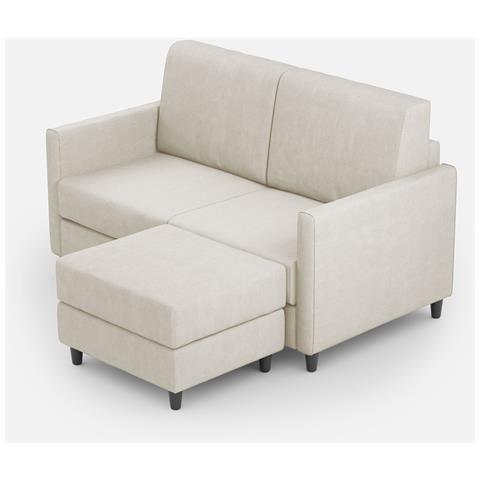 Divano Karay 2 Posti (due Sedute Da 60cm) + Pouf Misure Esterne L. 138 P. 155 Colore Latte - Foto 1