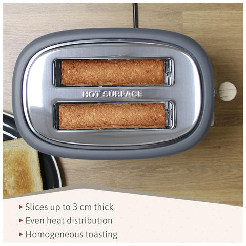 Ta1166gry Nordic Tostapane A Fessura Larga A 2 Fette, 6 Livelli Di Tostatura, Pinze 870w Grigio - Foto 2