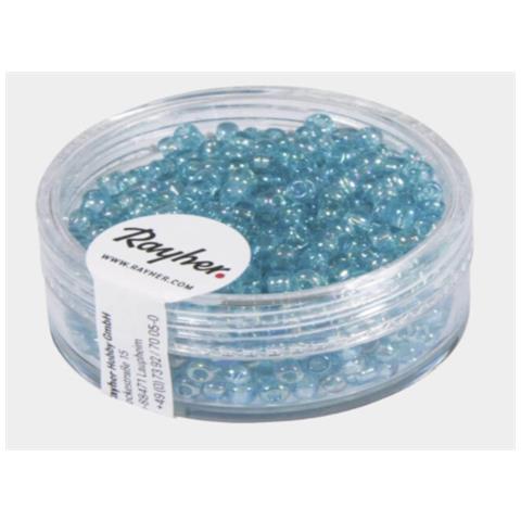Rayher - 17 Grammi - Perline Rotonde In Vetro Trasparente Ø2,6mm - Colore Turchese - Foto 1