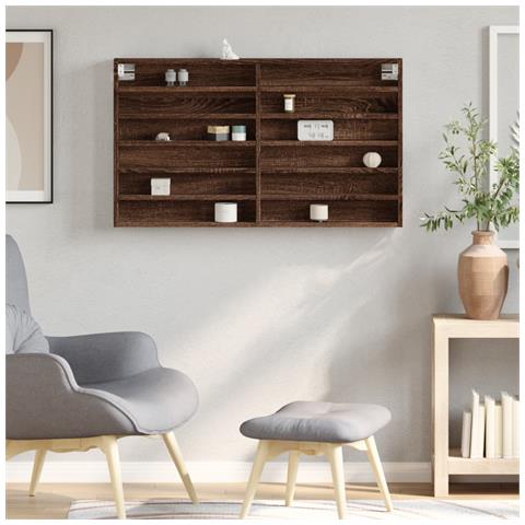 Armadietto Vetrina Rovere Marrone 100x8,5x58 Legno Multistrato - Foto 3