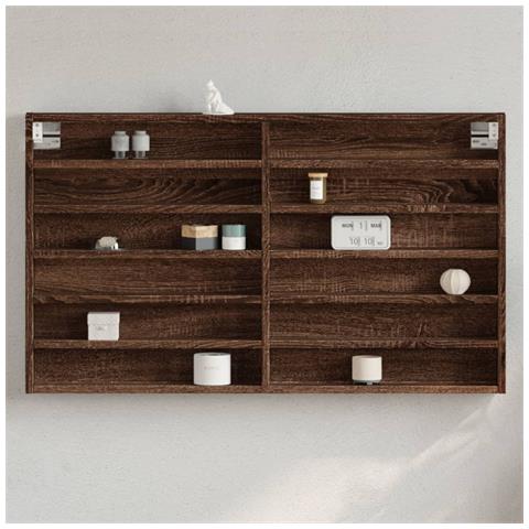 Armadietto Vetrina Rovere Marrone 100x8,5x58 Legno Multistrato - Foto 1