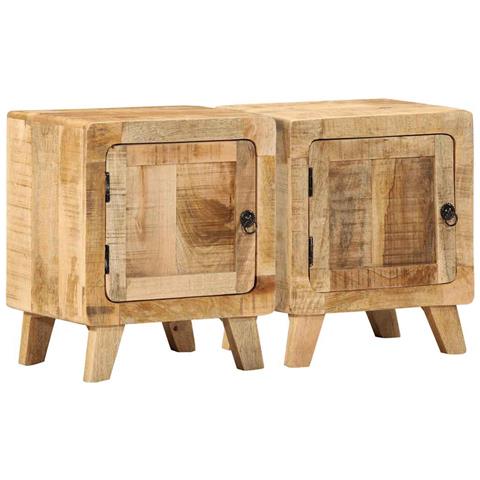 Comodini 2pz 40x32x46 Cm In Legno Massello Di Mango Grezzo - Foto 1