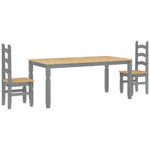 Set Da Pranzo 3 Pz Panama Grigio In Legno Massello Di Pino - Foto 2