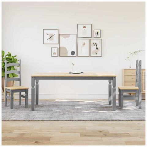 Set Da Pranzo 3 Pz Panama Grigio In Legno Massello Di Pino - Foto 3