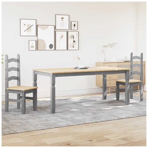 Set Da Pranzo 3 Pz Panama Grigio In Legno Massello Di Pino - Foto 1