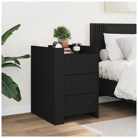 Lusso Casadino -  Comodino Nero 45x50x65 Cm In Legno Multistrato - Foto 2
