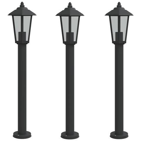 Lusso Casadino -  Lampade Da Terra Per Esterni 3 Pz Nere 80 Cm In Acciaio Inox - Foto 1