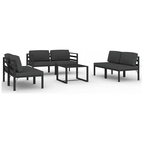 Lusso Casadino -  Set Divani Da Giardino 7 Pz Con Cuscini In Alluminio Antracite - Foto 1
