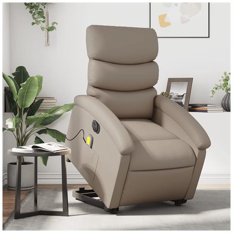 Lusso Casadino -  Poltrona Alzapersona Massaggio Elettrica Cappuccino Similpelle - Foto 8