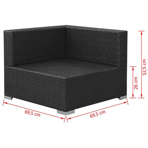 Lusso Casadino -  Set Divani Da Giardino 3 Pz Con Cuscini In Polyrattan Nero - Foto 8