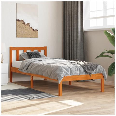 Lusso Casadino -  Giroletto Senza Materasso Marrone Cera 90x200 Cm Massello Pino - Foto 8