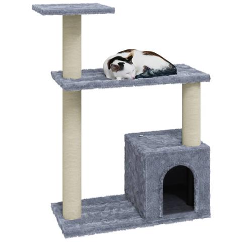 Lusso Casadino - Albero Per Gatti Con Tiragraffi In Sisal Grigio Chiaro 70 Cm - Foto 2