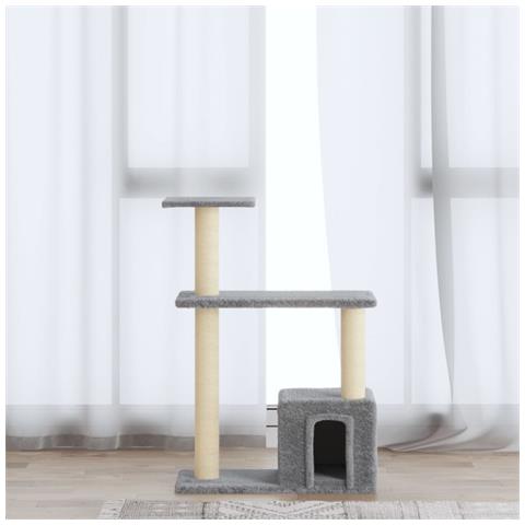 Lusso Casadino - Albero Per Gatti Con Tiragraffi In Sisal Grigio Chiaro 70 Cm - Foto 6