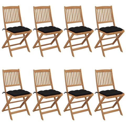 Sedie Da Giardino Pieghevoli 8 Pz Con Cuscini Massello Acacia - Foto 2