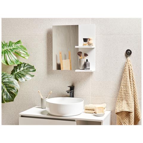 Specchio Da Parete Con Ripiano Pelotas 45 Cm 45 Cm Bianco - Foto 1