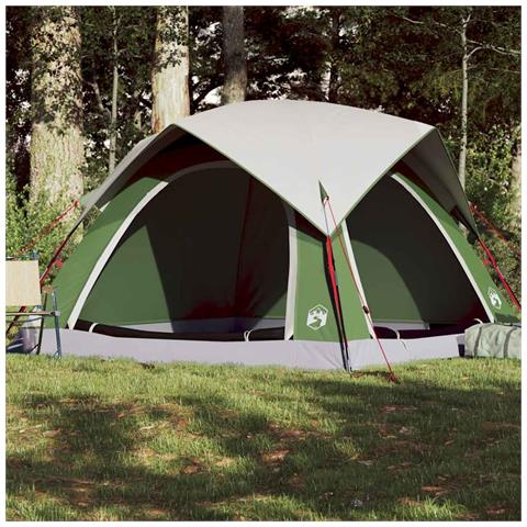 Tenda da Campeggio a Cabina per 4 Persone Verde Impermeabile - Foto 1