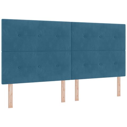 testiera  imbottita blu scuro 200 cm in velluto - Foto 1