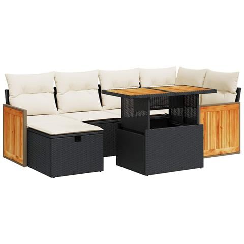 Set Divani da Giardino con Cuscini 8 pz Nero in Polyrattan - Foto 1