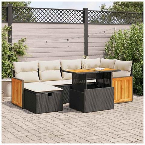 Set Divani da Giardino con Cuscini 8 pz Nero in Polyrattan - Foto 2