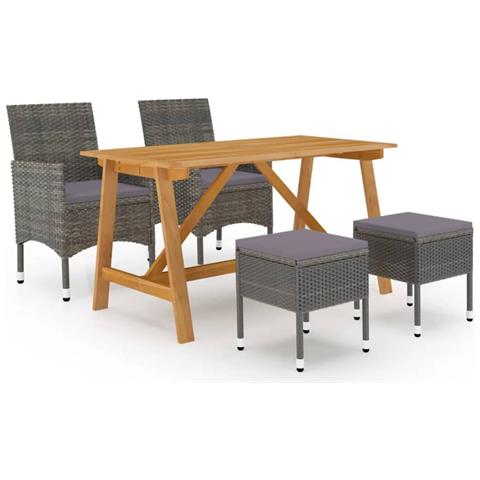 Set Mobili da Pranzo per Giardino 5 pz Grigio - Foto 1